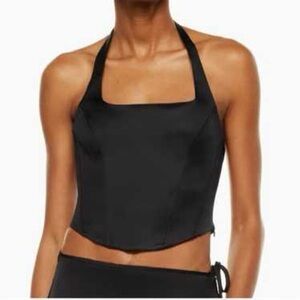 Aritzia Satin Black Halter Wilfred Top NWT